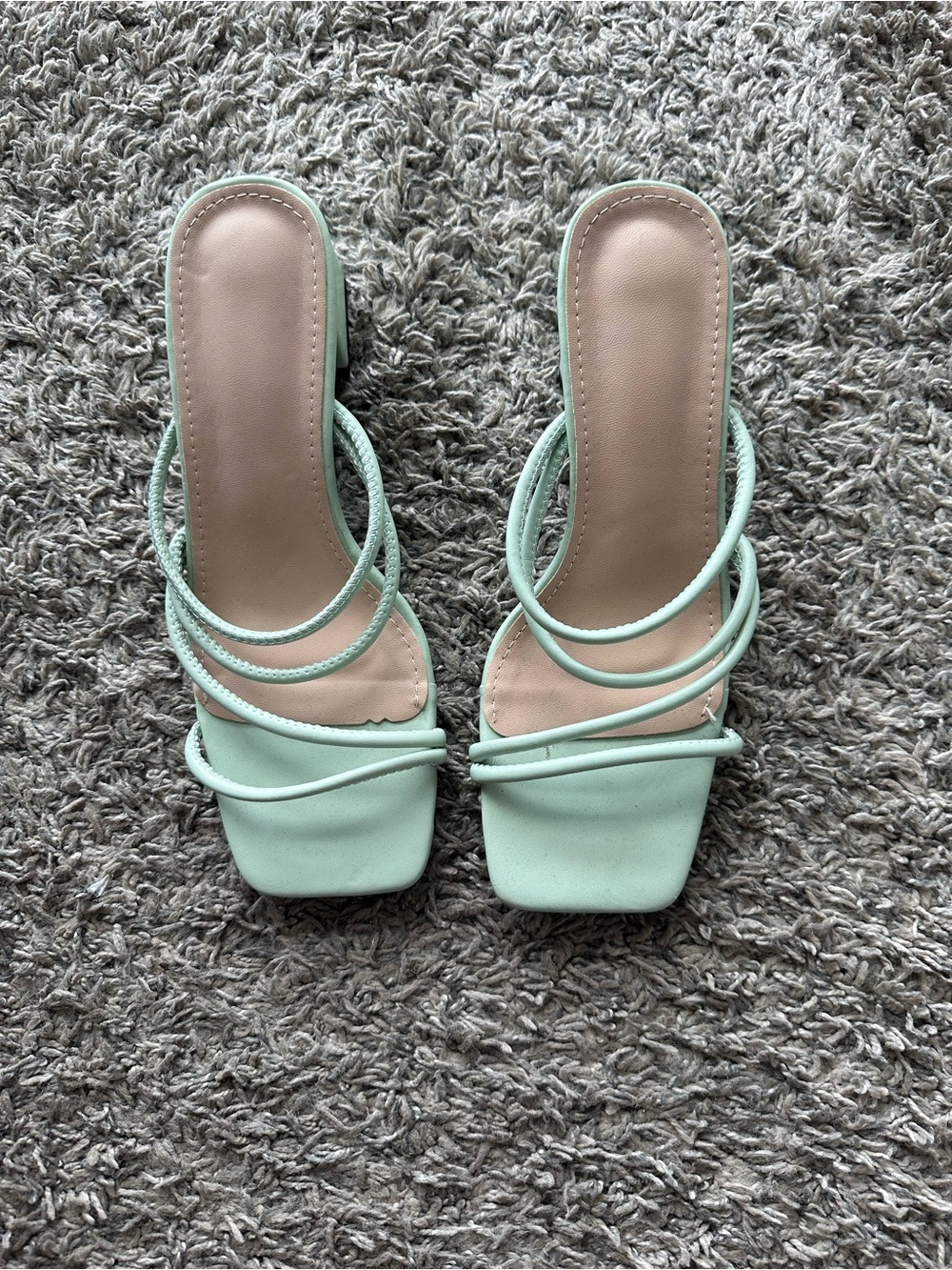 SHEIN Mint Multi-Strap Square-Toe Slide Mules